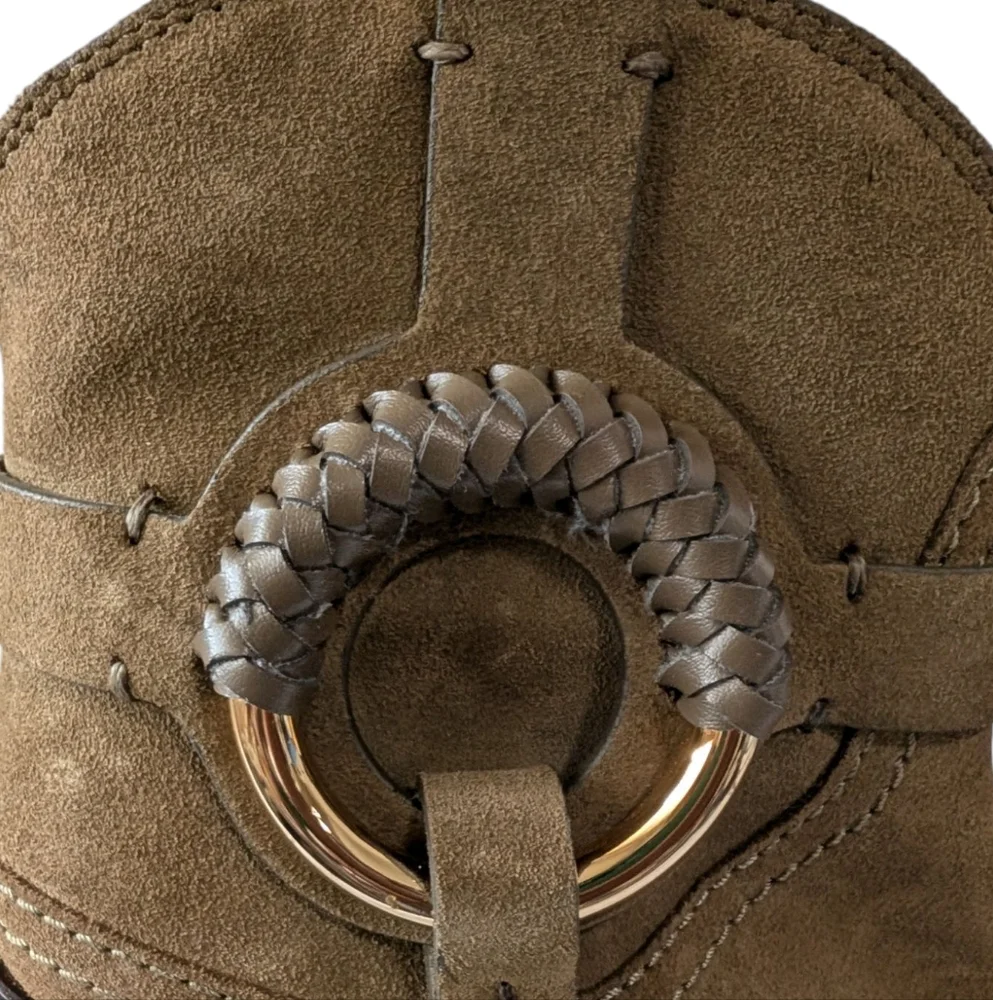 NEW...See By Chloe Olive Calf Suede Cowboy Boots....Size 7.5